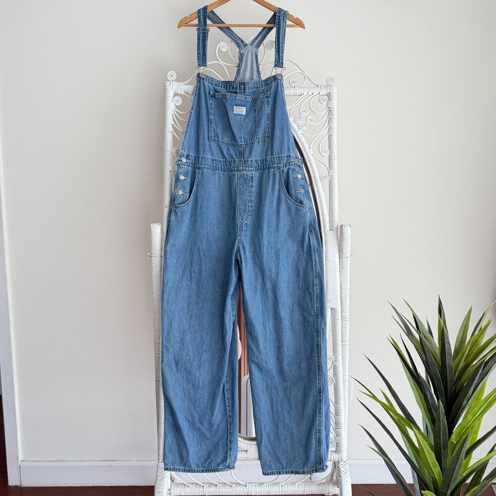 Levi's Denim Overalls Womens XL Bib Dungarees Cottage Farm Prairie Country Boho - Picture 2 of 9